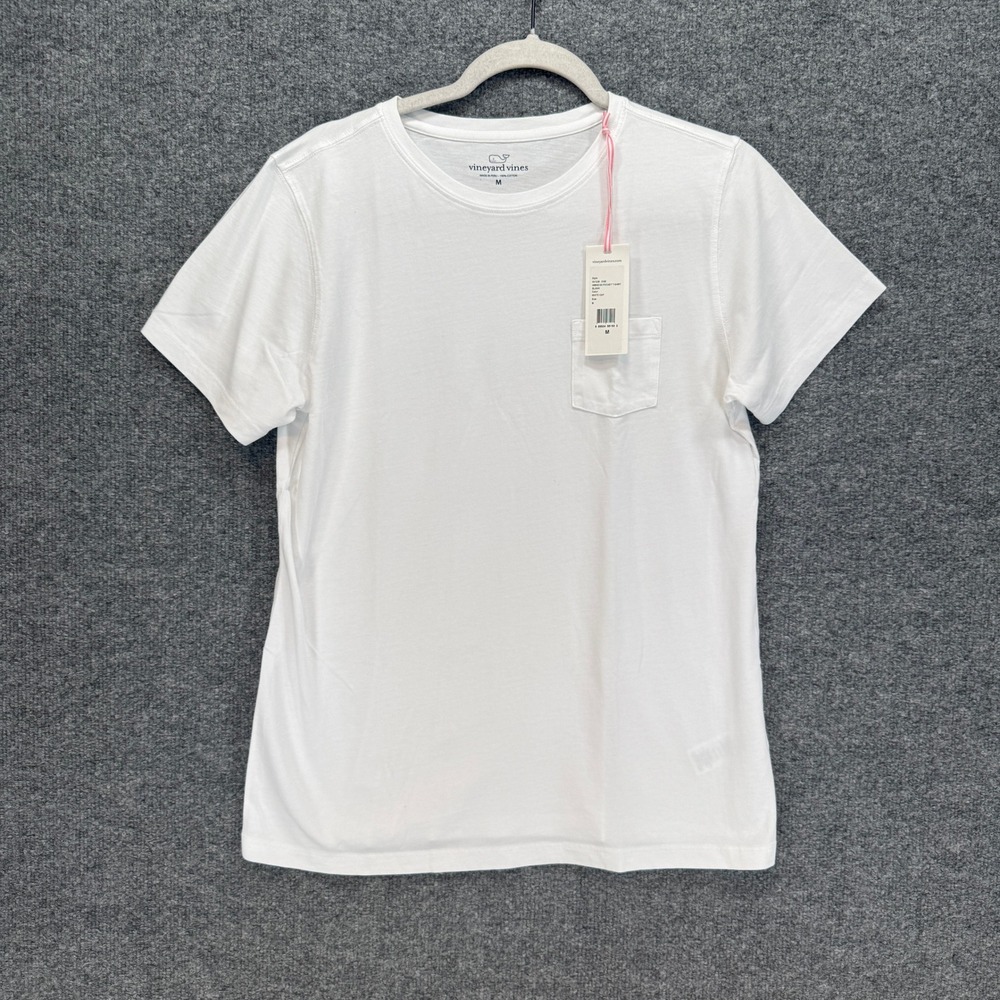 Vineyard Vines Pocket Tshirt Womens Medium White Short Sleeve Cotton Basic NEW